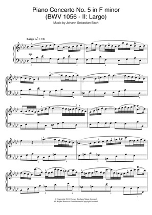 Book cover for Piano Concerto No. 5 in F minor (BWV 1056 - II: Largo)