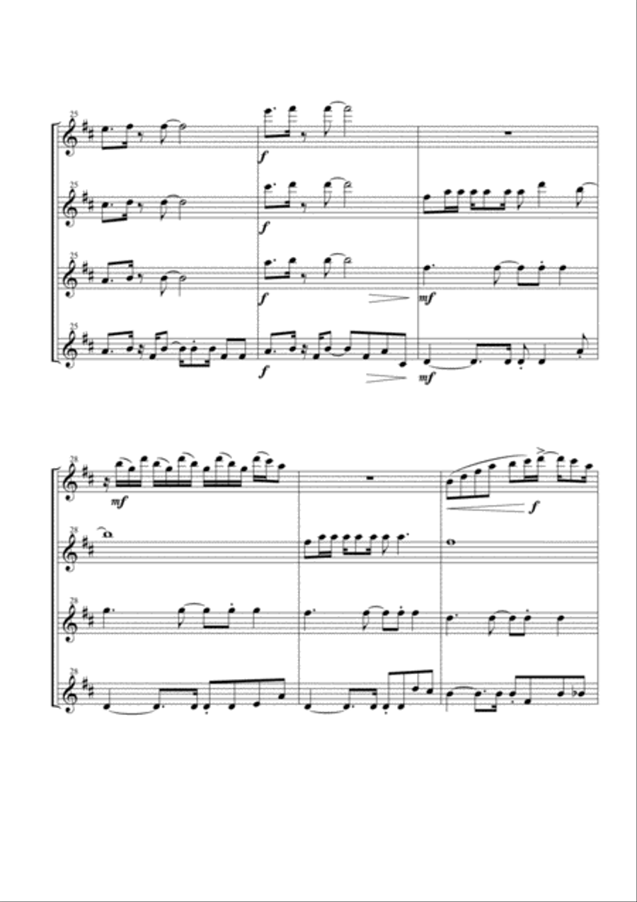 Dancing Queen Woodwind Quartet scores gallery preview page 5