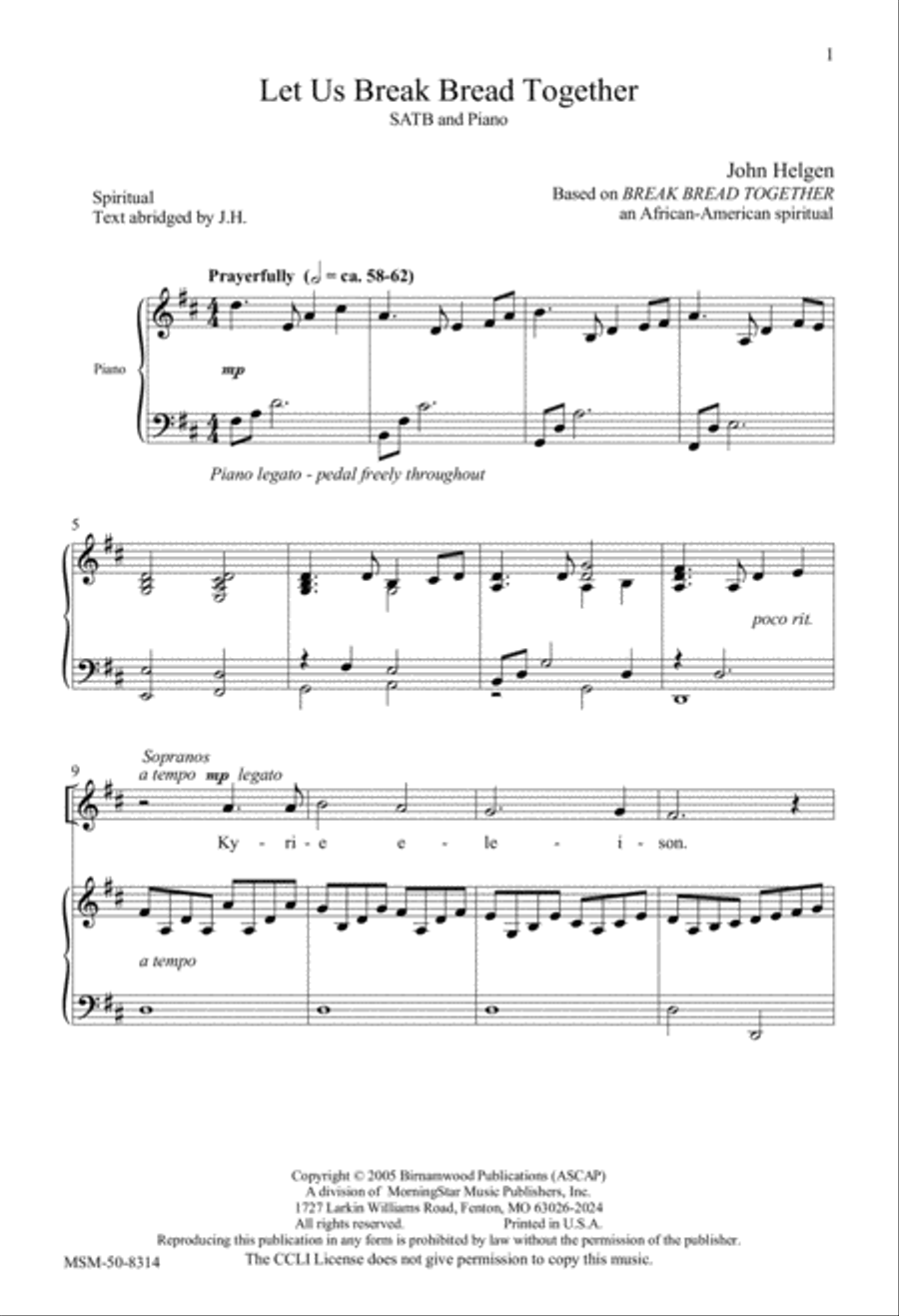 Let Us Break Bread Together 4-Part scores gallery preview page 2