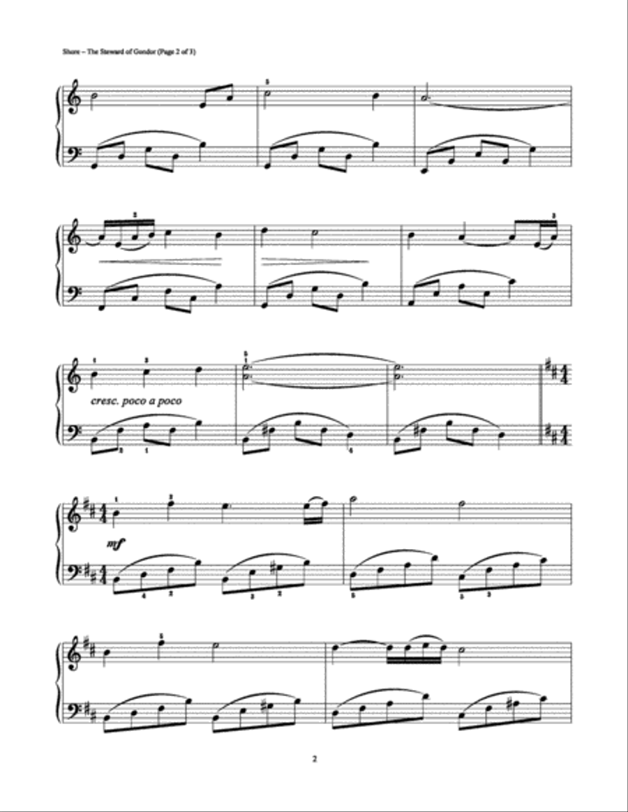 The Steward of Gondor The Steward of Gondor Easy Piano scores gallery preview page 2