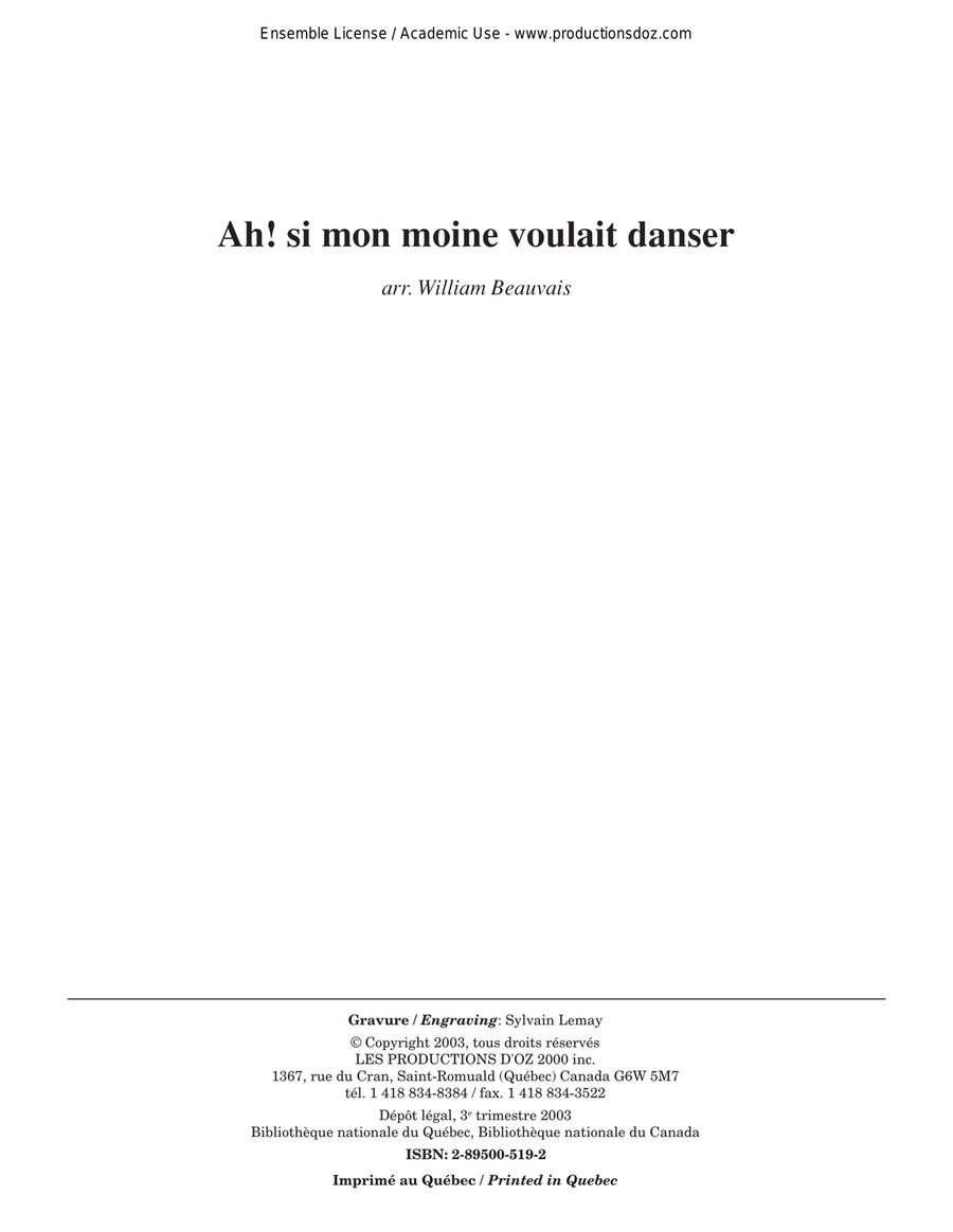 Ah! si mon moine voulait danser Guitar Ensemble scores gallery preview page 1