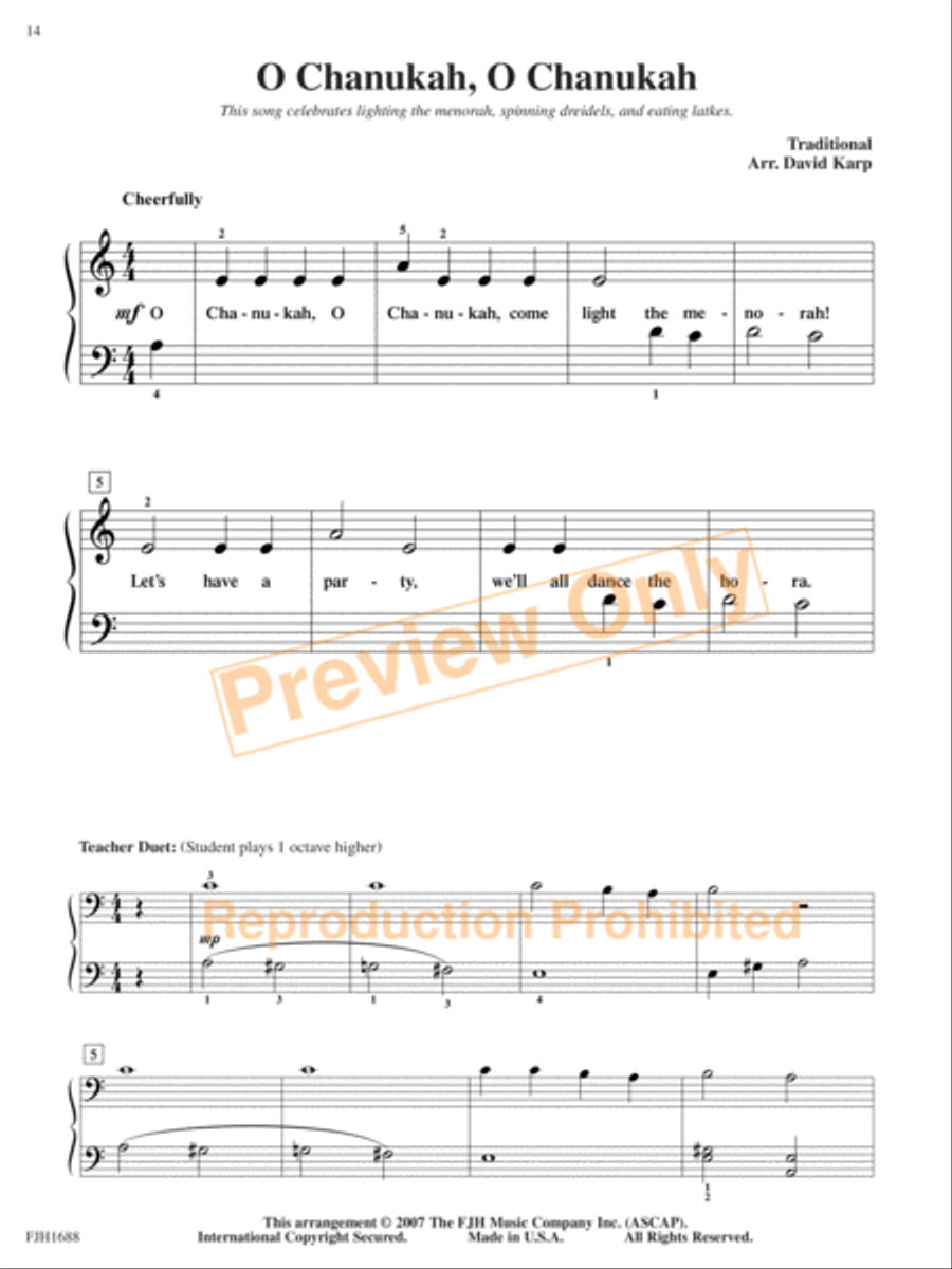Jewish Festival and Folk Songs, Book One Piano Method scores gallery preview page 3