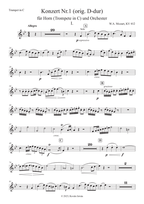 Book cover for Horn Concerto in D major, K.412/386b, I.p, Allegro - B-flat transp. for Trumpet in C