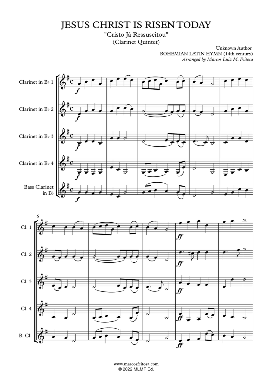 Jesus Christ is Risen Today - Clarinet Quintet Clarinet Quintet scores gallery preview page 3