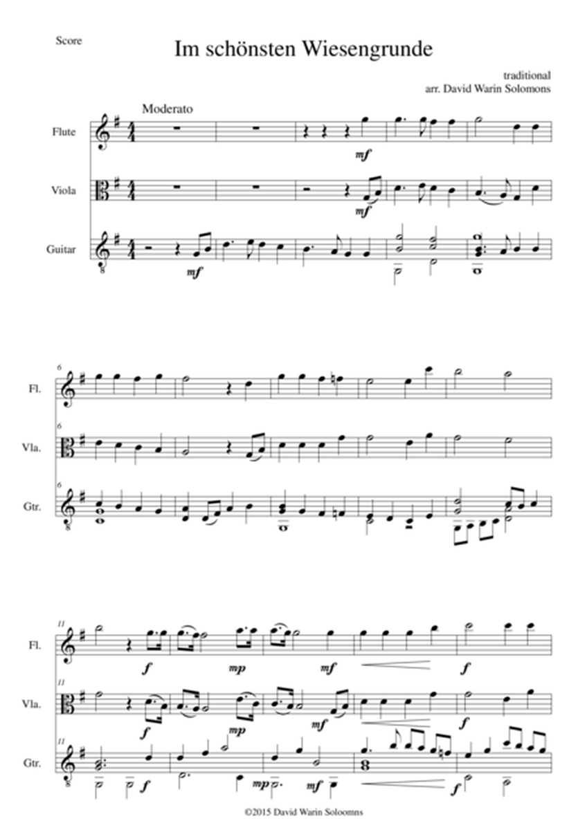 Im schönsten Wiesengrunde for flute, viola and guitar image number null