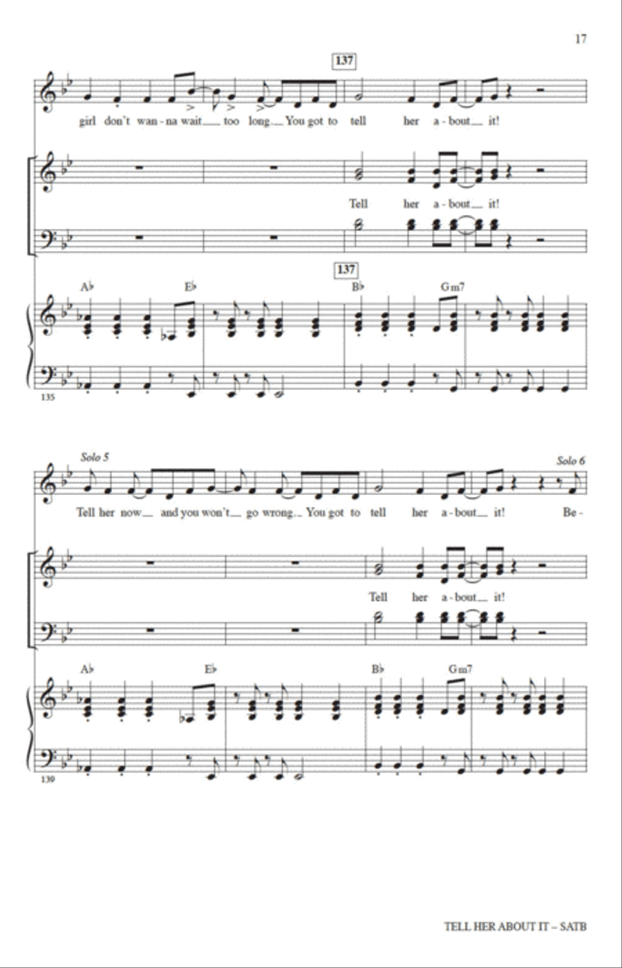 Tell Her About It (arr. Jack Zaino) 4-Part scores gallery preview page 15