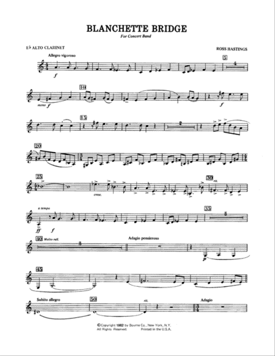 Blanchette Bridge - Eb Alto Clarinet Concert Band scores gallery preview page 1