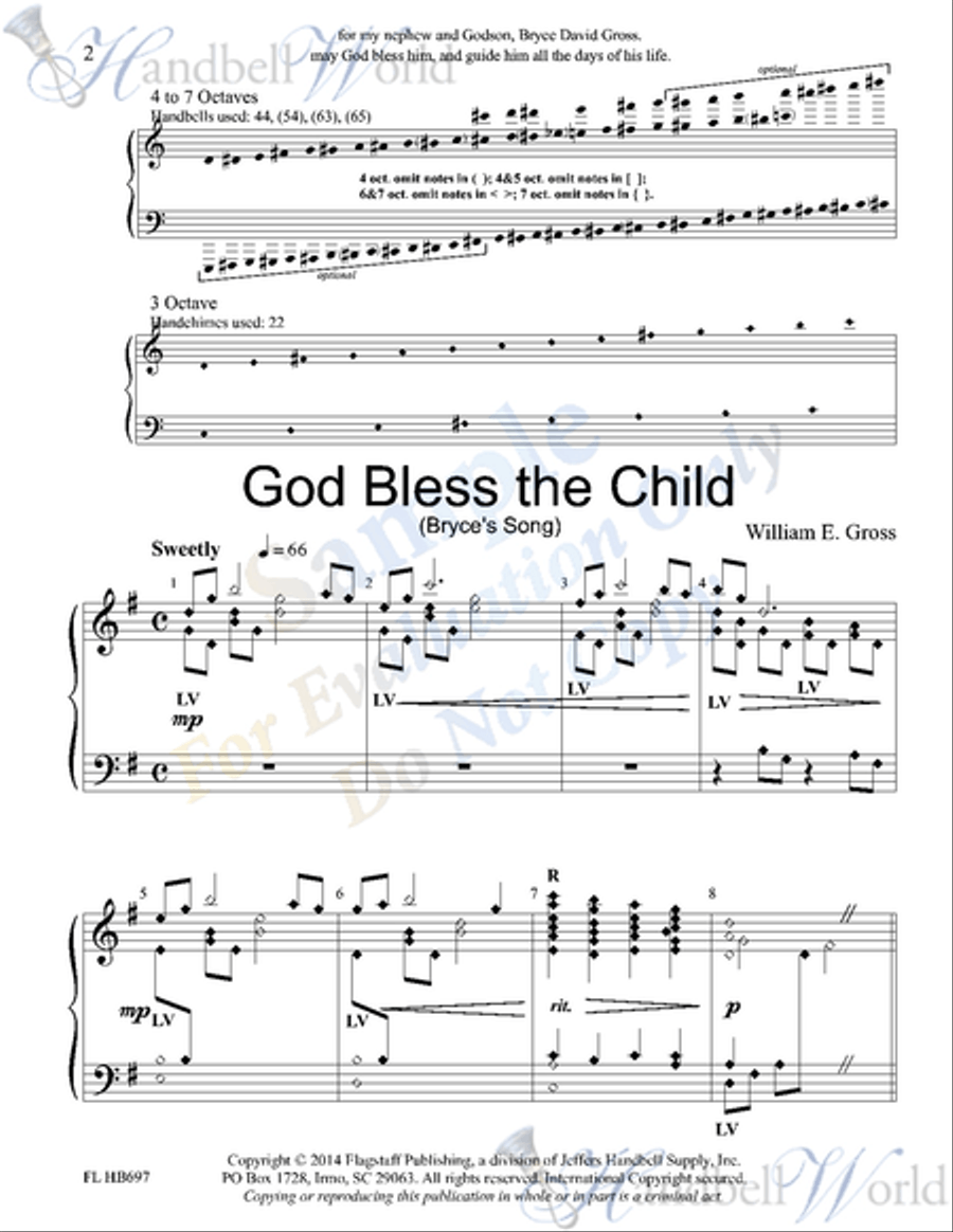 God Bless the Child Handbell Choir scores gallery preview page 2