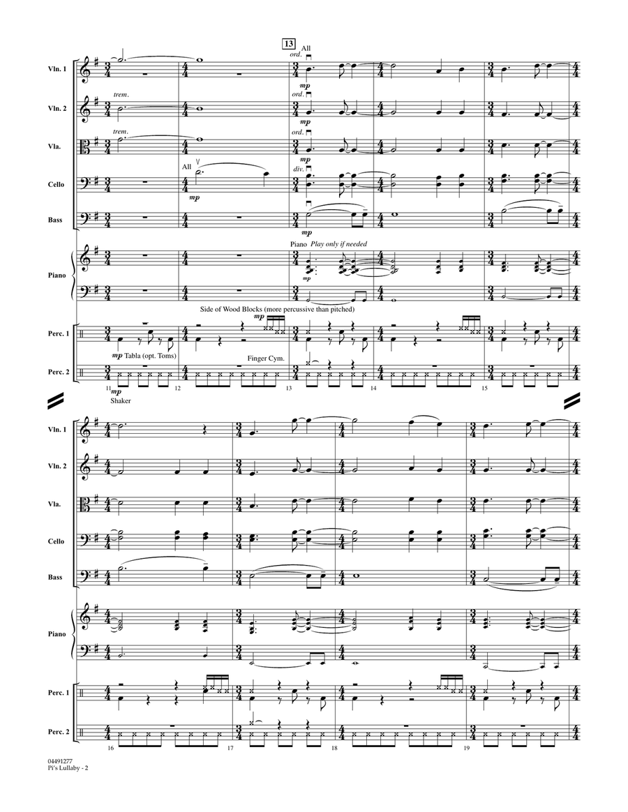 Pi's Lullaby (from Life of Pi) - Conductor Score (Full Score) Orchestra scores gallery preview page 2