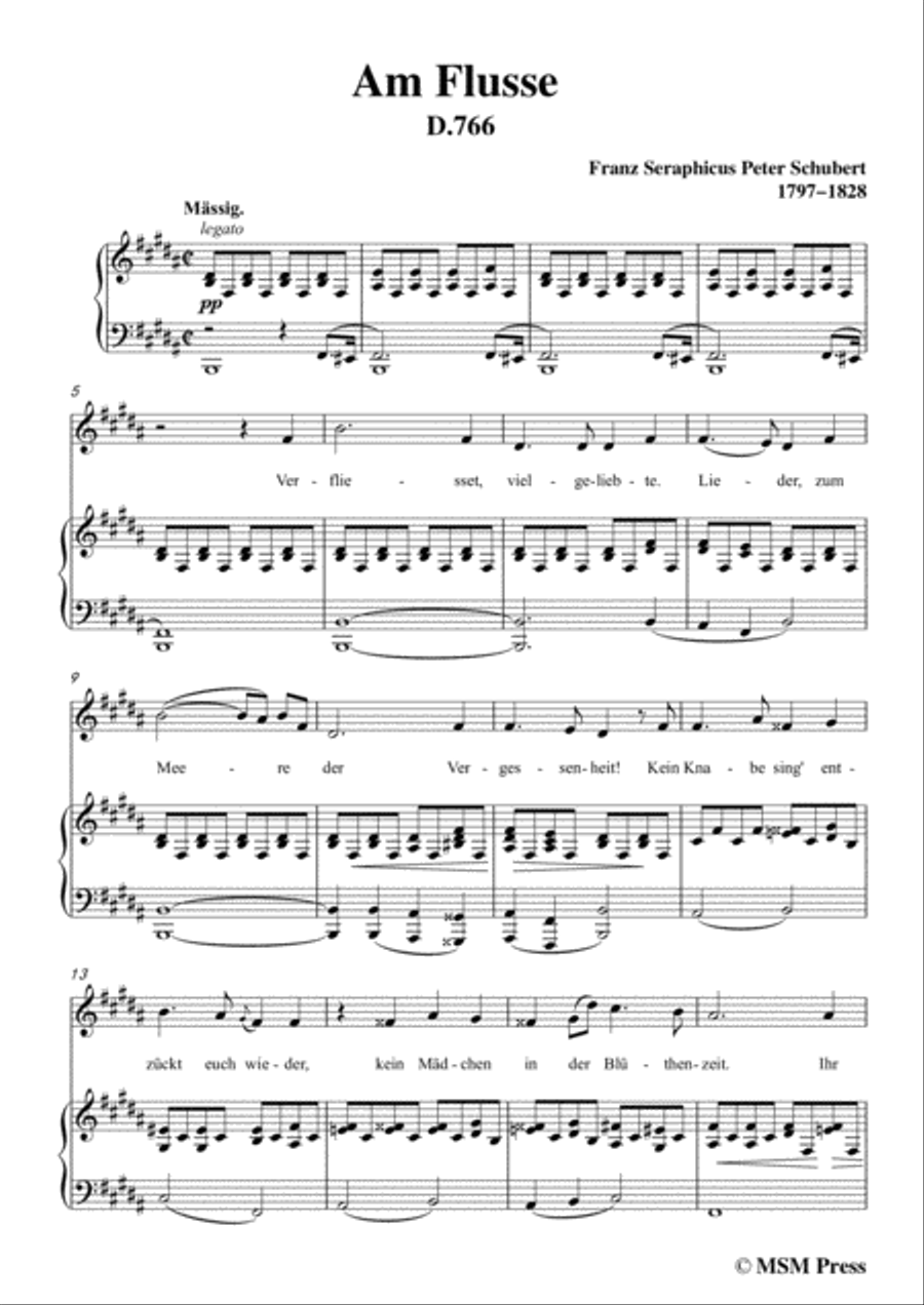 Schubert-Am Flusse (By the River),D.766,in B Major,for Voice&Piano Voice scores gallery preview page 3