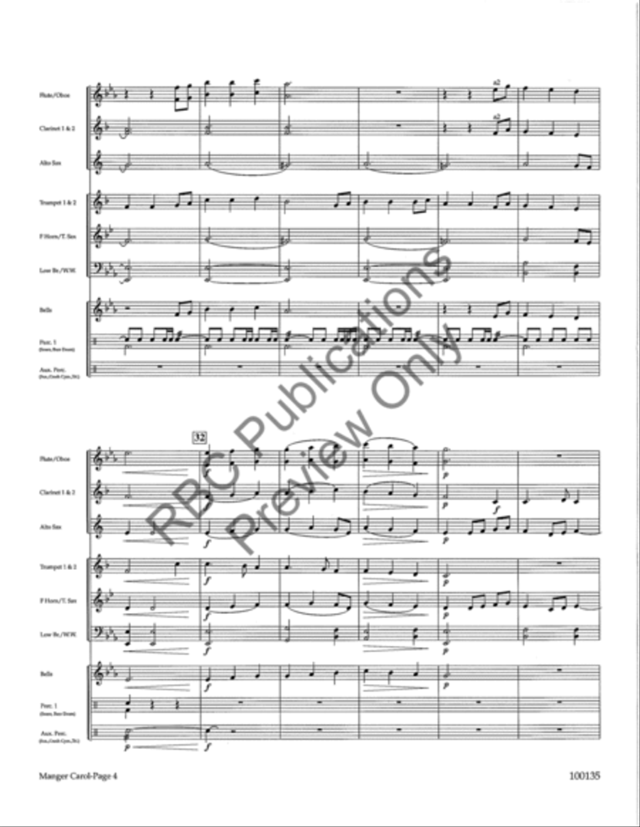 Manger Carol Fantasy On Away In A Manger (Score) Concert Band scores gallery preview page 6