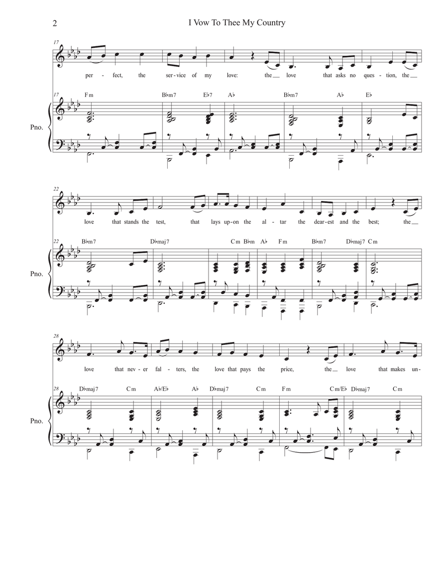 I Vow To Thee My Country (Vocal solo) Piano, Vocal scores gallery preview page 3