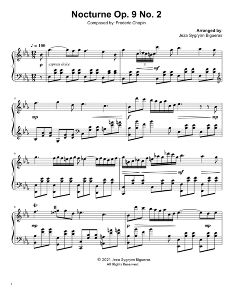 Nocturne by Frederick Chopin for solo piano