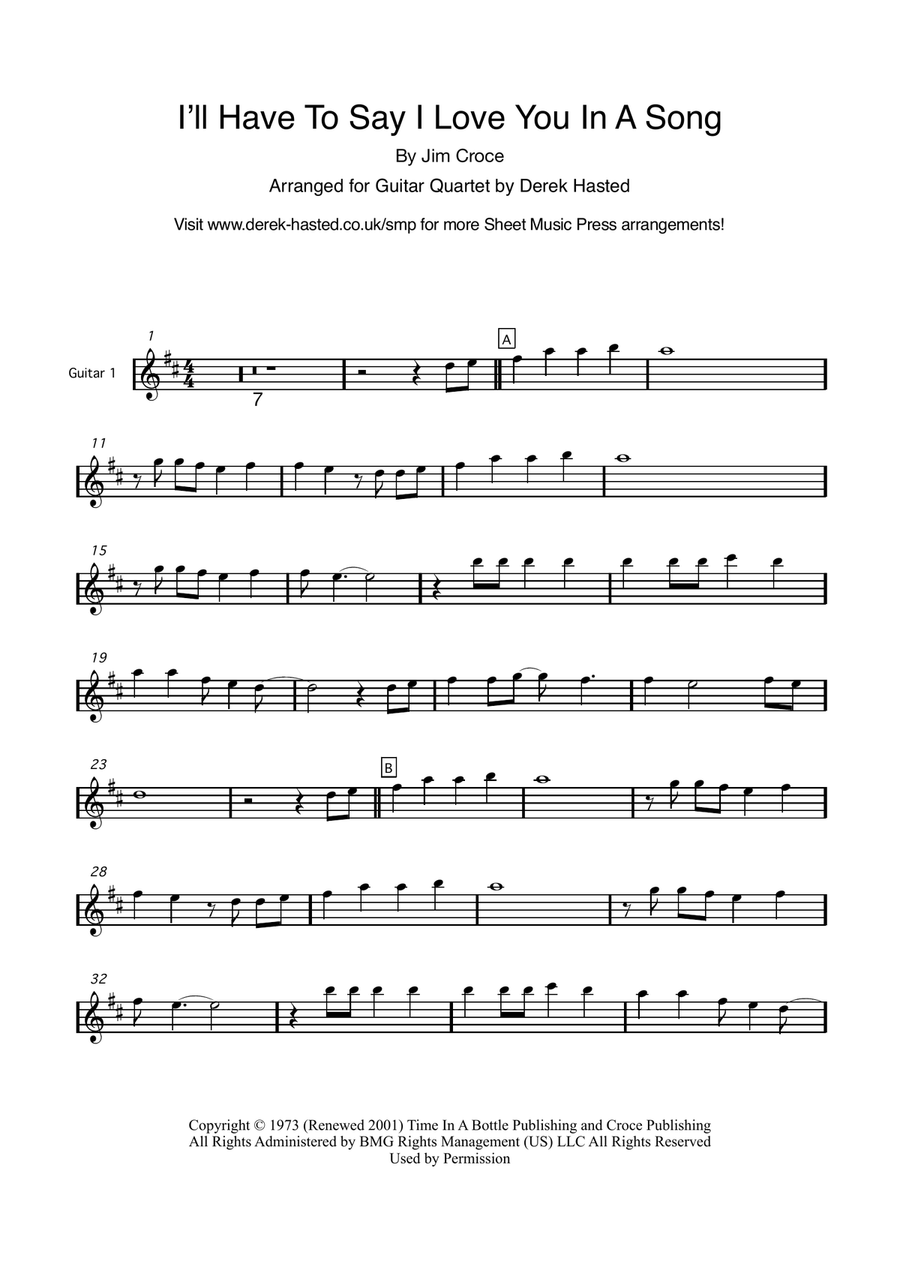 I'll Have To Say I Love You In A Song Guitar Ensemble scores gallery preview page 4