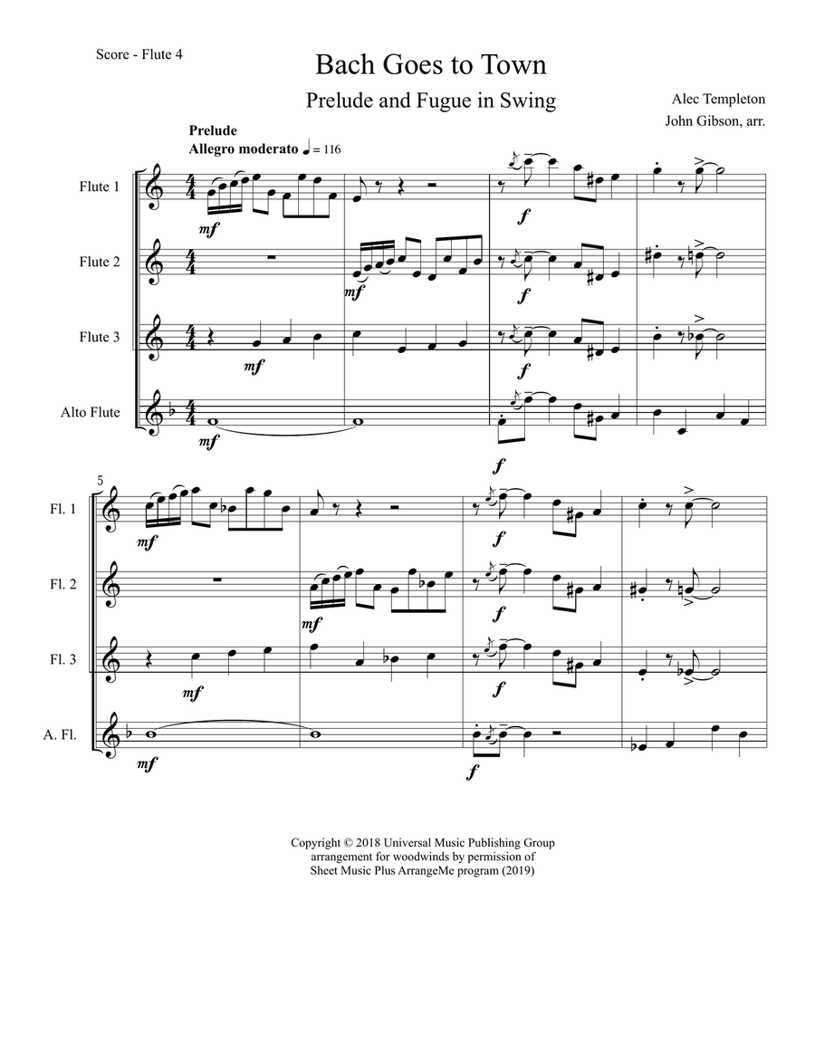 Bach Goes To Town Woodwind Quartet scores gallery preview page 2