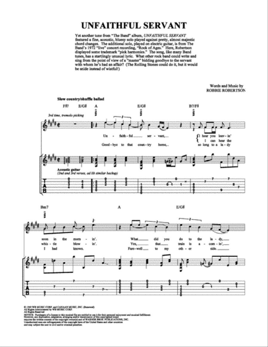 Unfaithful Servant Electric Guitar scores gallery preview page 1
