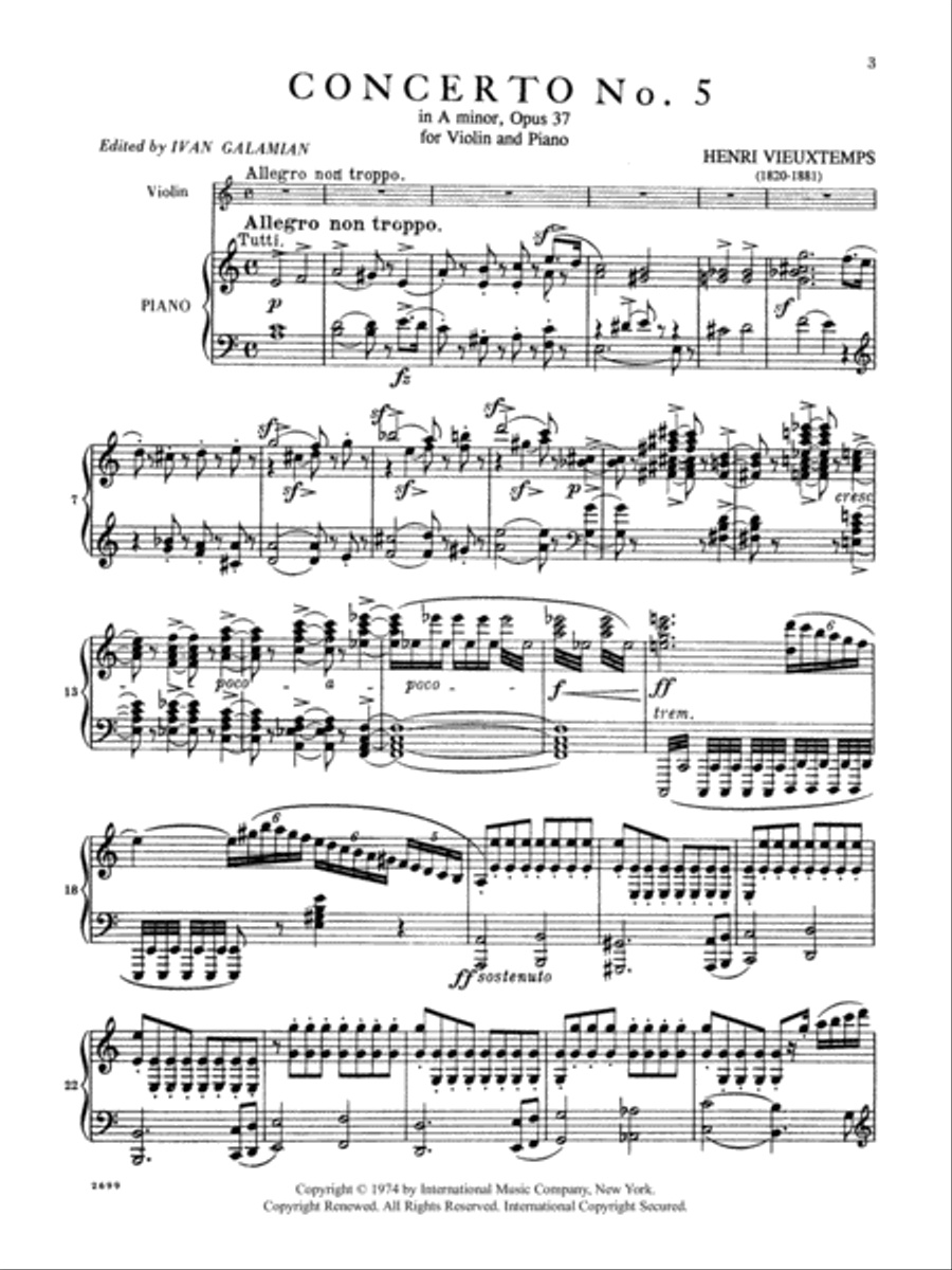 Concerto No. 5 in A minor, Op. 37 Violin Solo scores gallery preview page 2