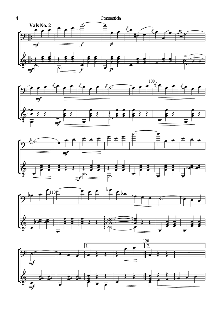Consentida - Mexican Waltz for cello and guitar String Duet scores gallery preview page 4