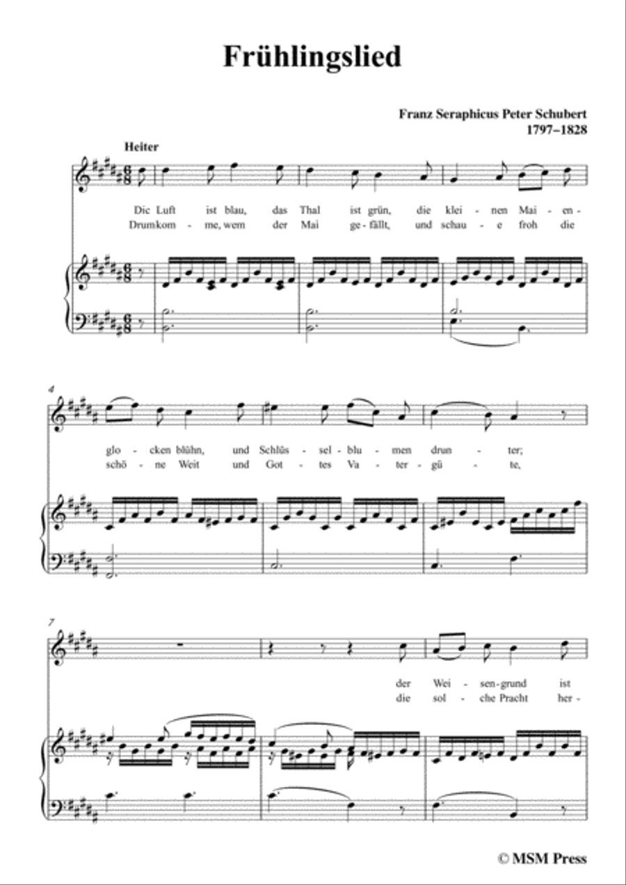 Schubert-Frühlingslied,in B Major,for Voice and Piano Voice Solo scores gallery preview page 3