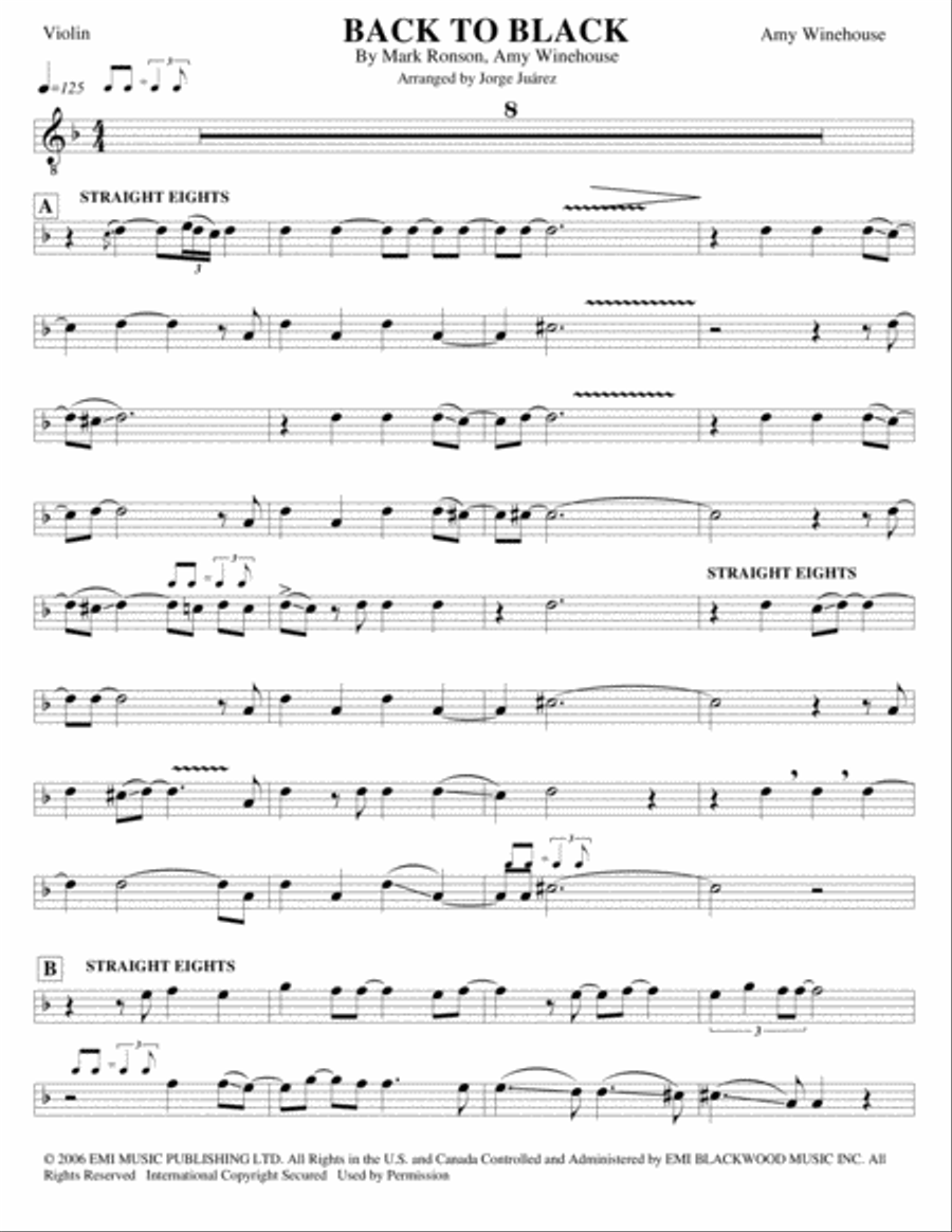 Back To Black Back To Black Violin Solo scores gallery preview page 1