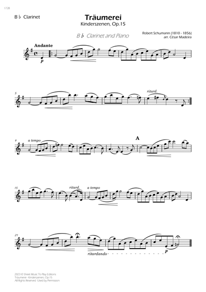 Traumerei by Schumann - Bb Clarinet and Piano (Individual Parts) image number null