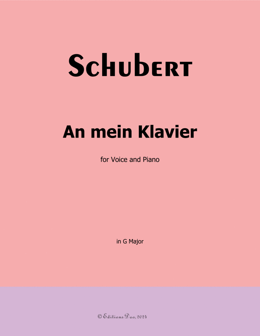 An mein Klavier, by Schubert, D.342, in G Major Voice scores gallery preview page 1