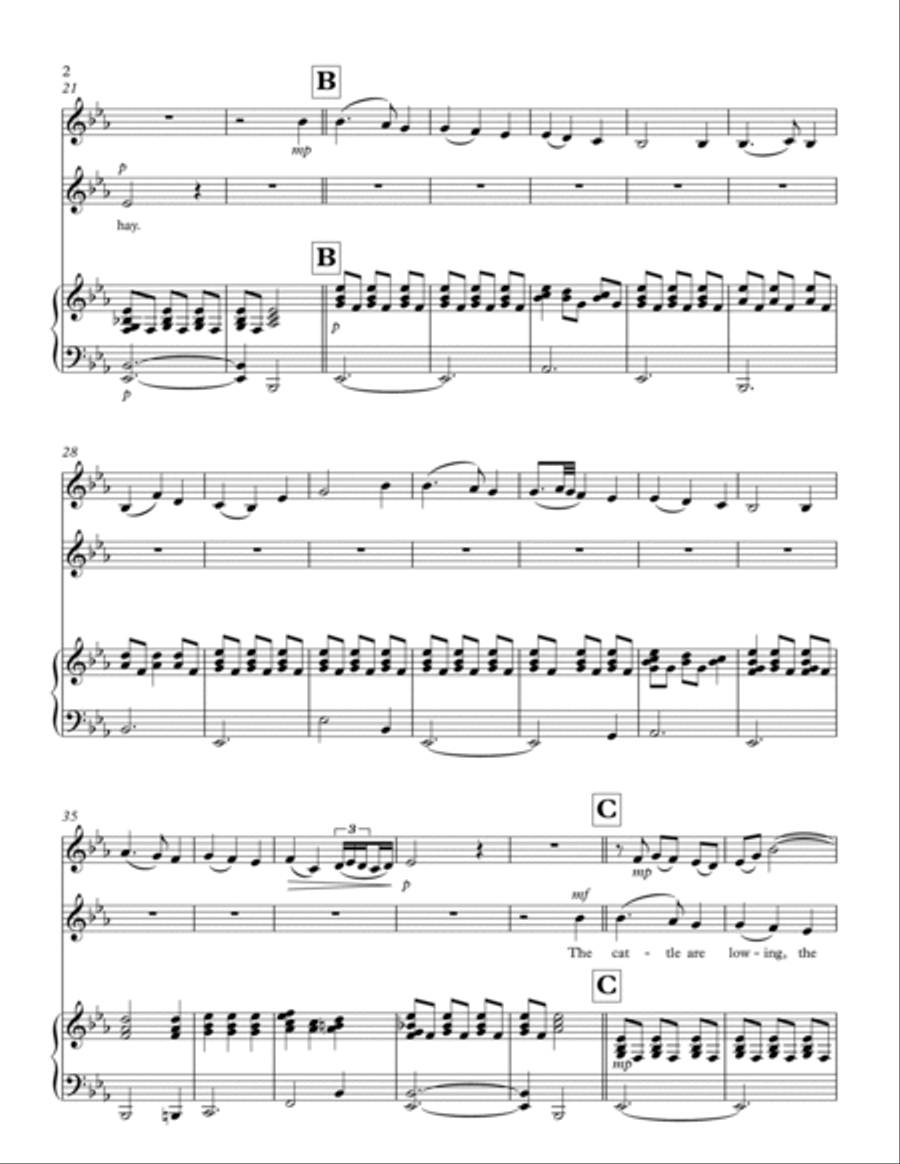 Away In A Manger for Voice & Alto Sax Duet with Piano Accompaniment Alto Saxophone scores gallery preview page 2
