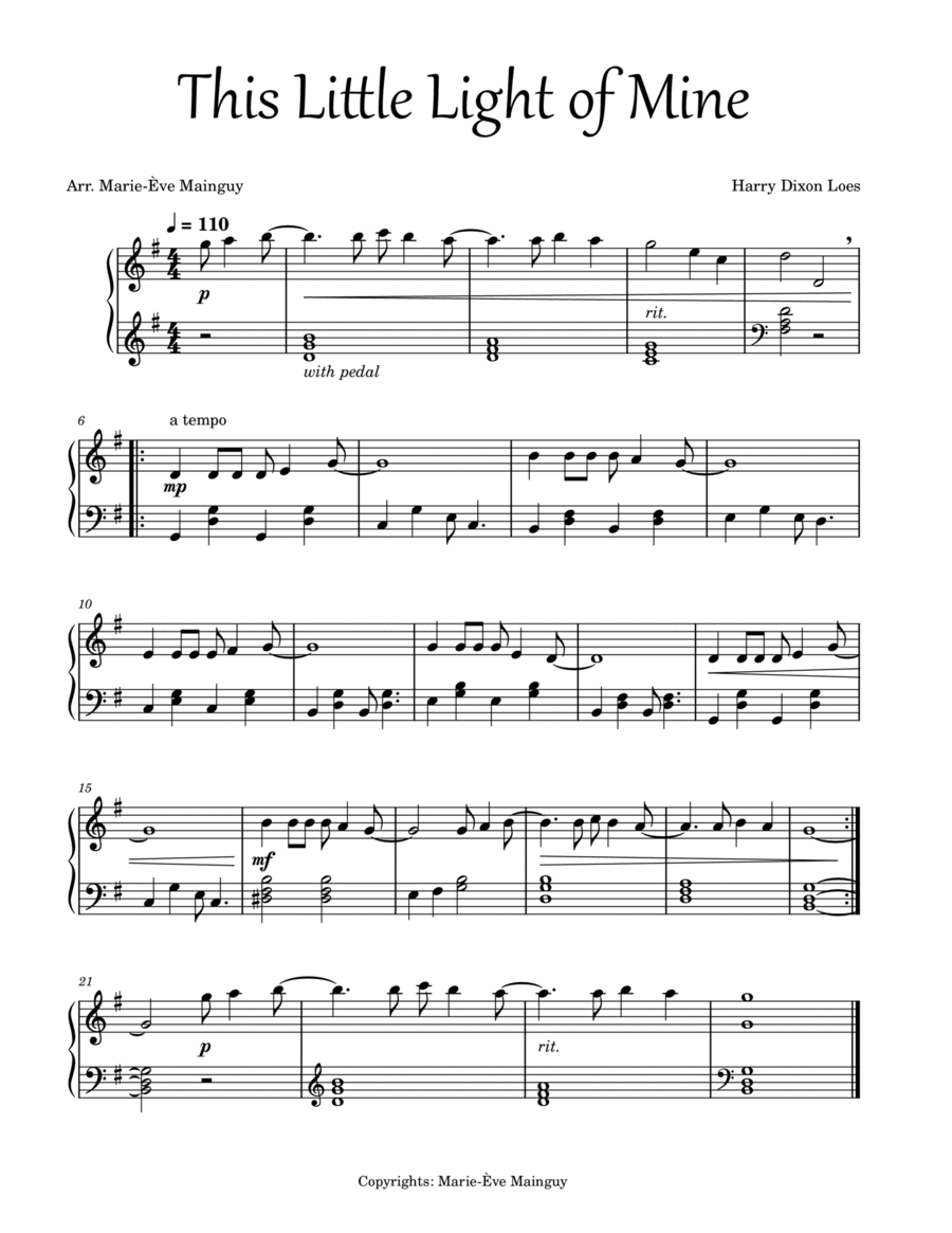 This Little Light of Mine Piano Solo scores gallery preview page 1
