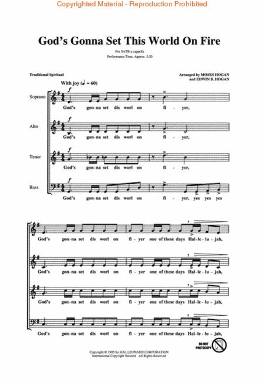 God's Gonna Set This World on Fire 4-Part scores gallery preview page 2