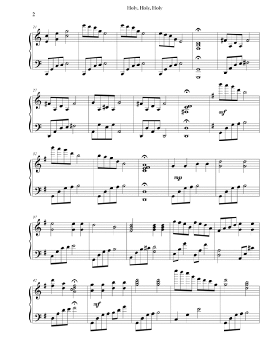 Holy, Holy, Holy (Advanced Piano) Piano Solo scores gallery preview page 2