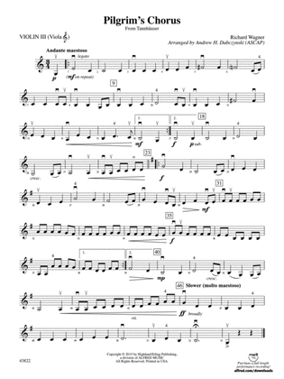 Pilgrim's Chorus (from Tannhäuser): 3rd Violin (Viola [TC])