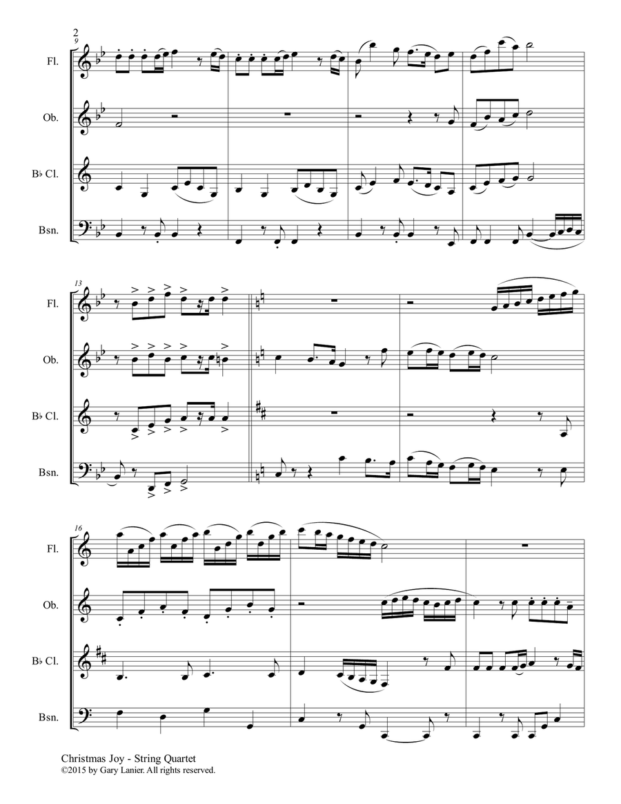 Gary Lanier: CHRISTMAS JOY (Woodwind Quartet/Score and Parts) image number null