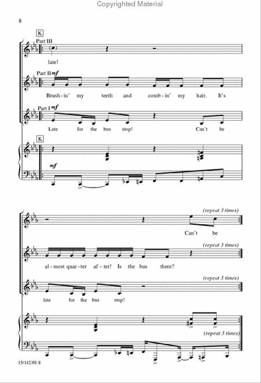 Bus Stop Unison Choir scores gallery preview page 8