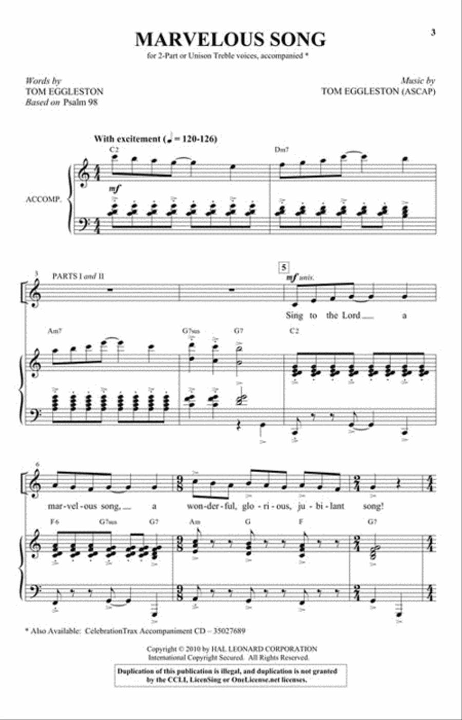 Marvelous Song Marvelous Song Unison Choir scores gallery preview page 2