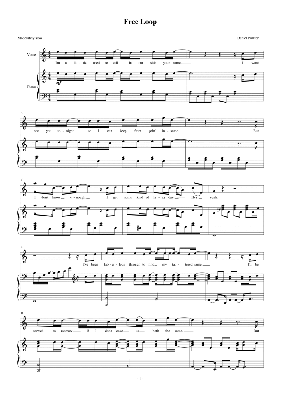 Free Loop Voice scores gallery preview page 1