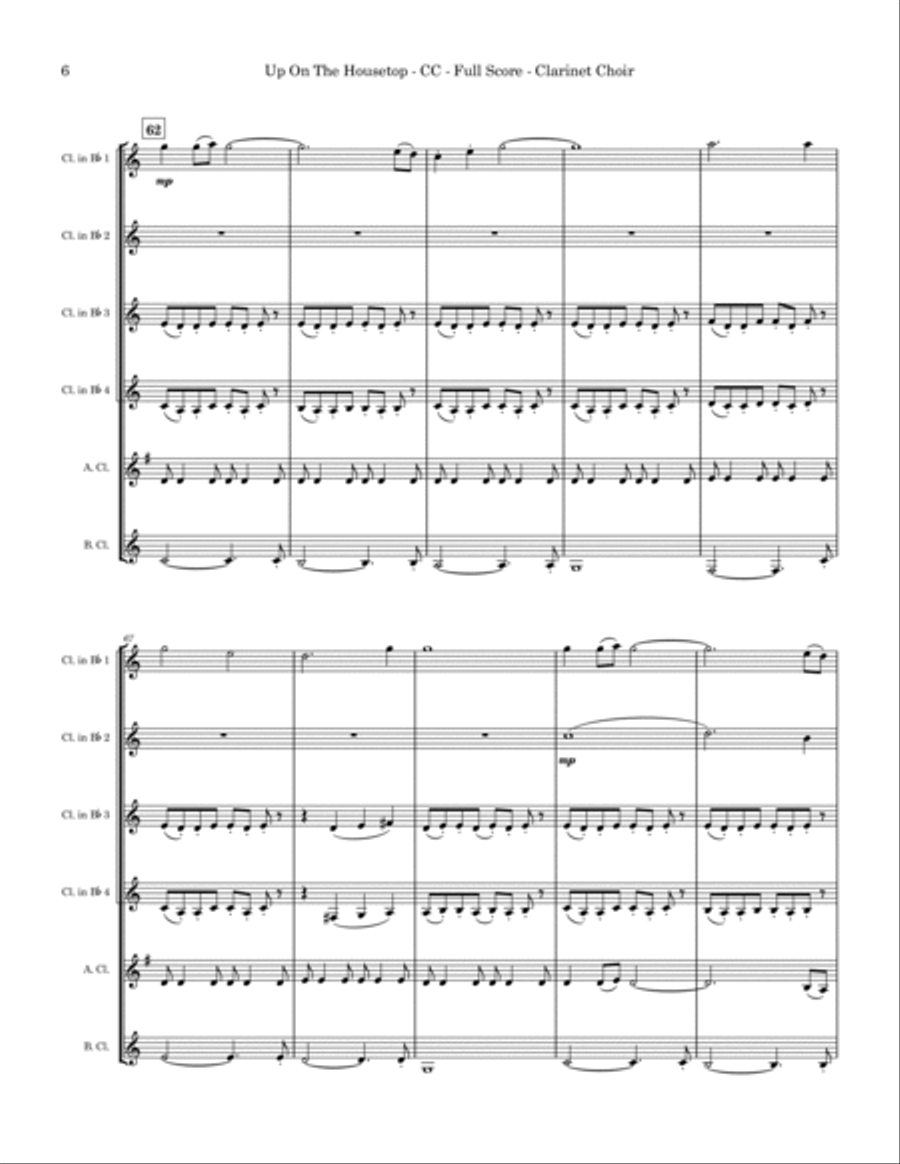 Up on the Housetop (Clarinet Choir) Clarinet Choir scores gallery preview page 6