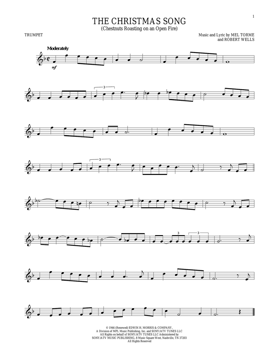 The Christmas Song (Chestnuts Roasting On An Open Fire) Trumpet Solo scores gallery preview page 1