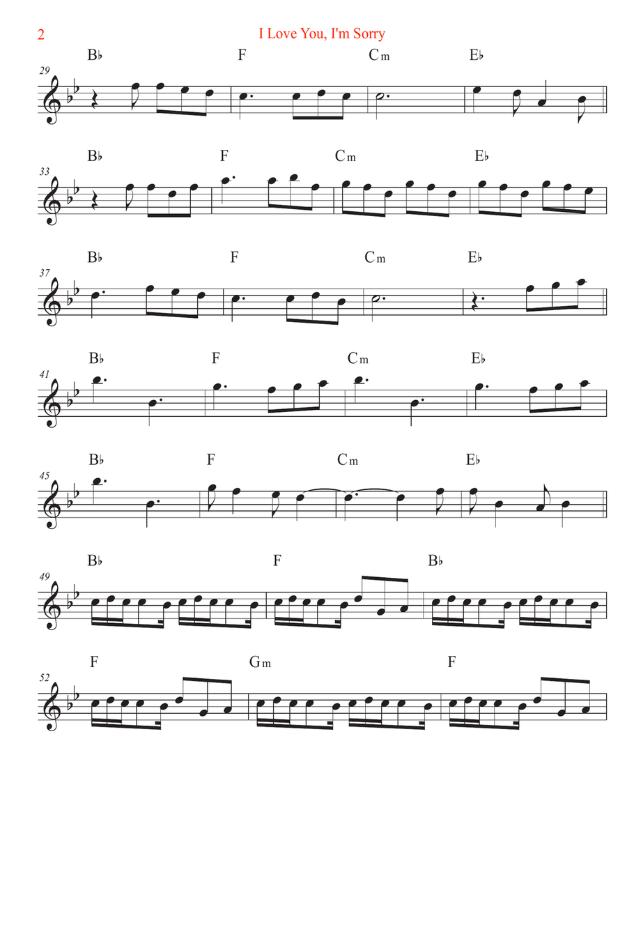 I Love You, I'm Sorry Violin Solo scores gallery preview page 2