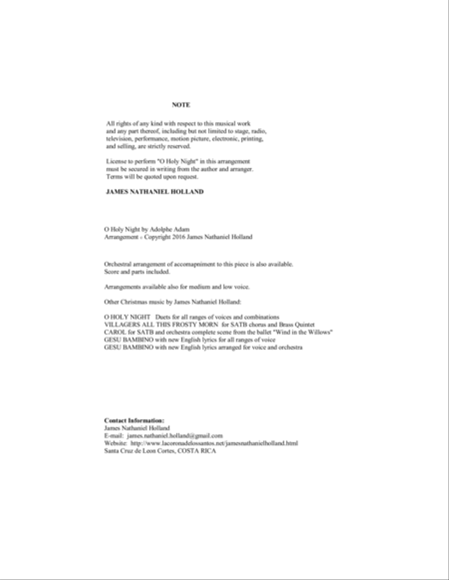 O Holy Night (Cantique de Noel) Adolphe Adam for High Voice and SATB Chorus 4-Part scores gallery preview page 2