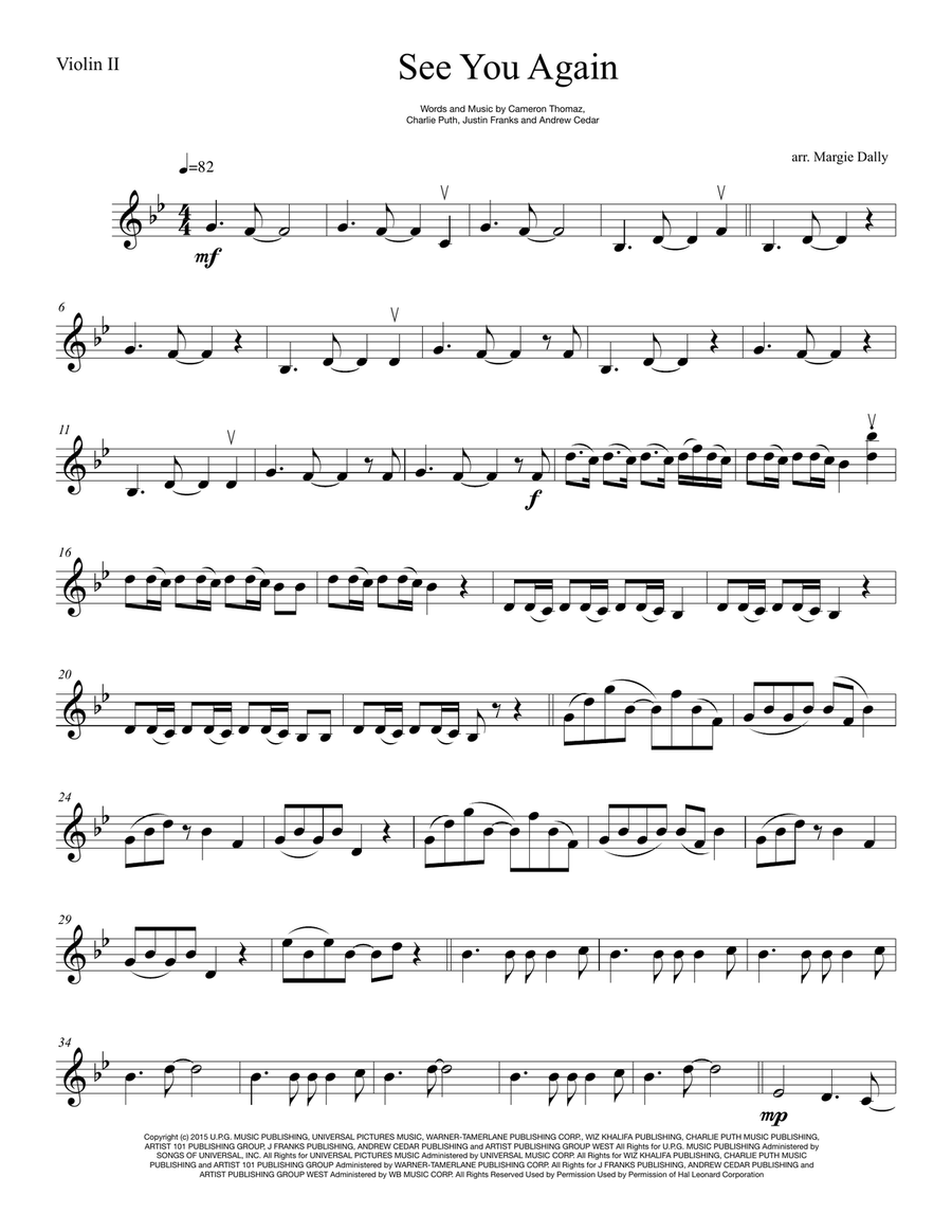 See You Again from FURIOUS 7 String Quartet scores gallery preview page 3
