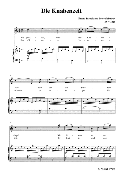 Schubert-Die Knabenzeit,in C Major,for Voice&Piano image number null