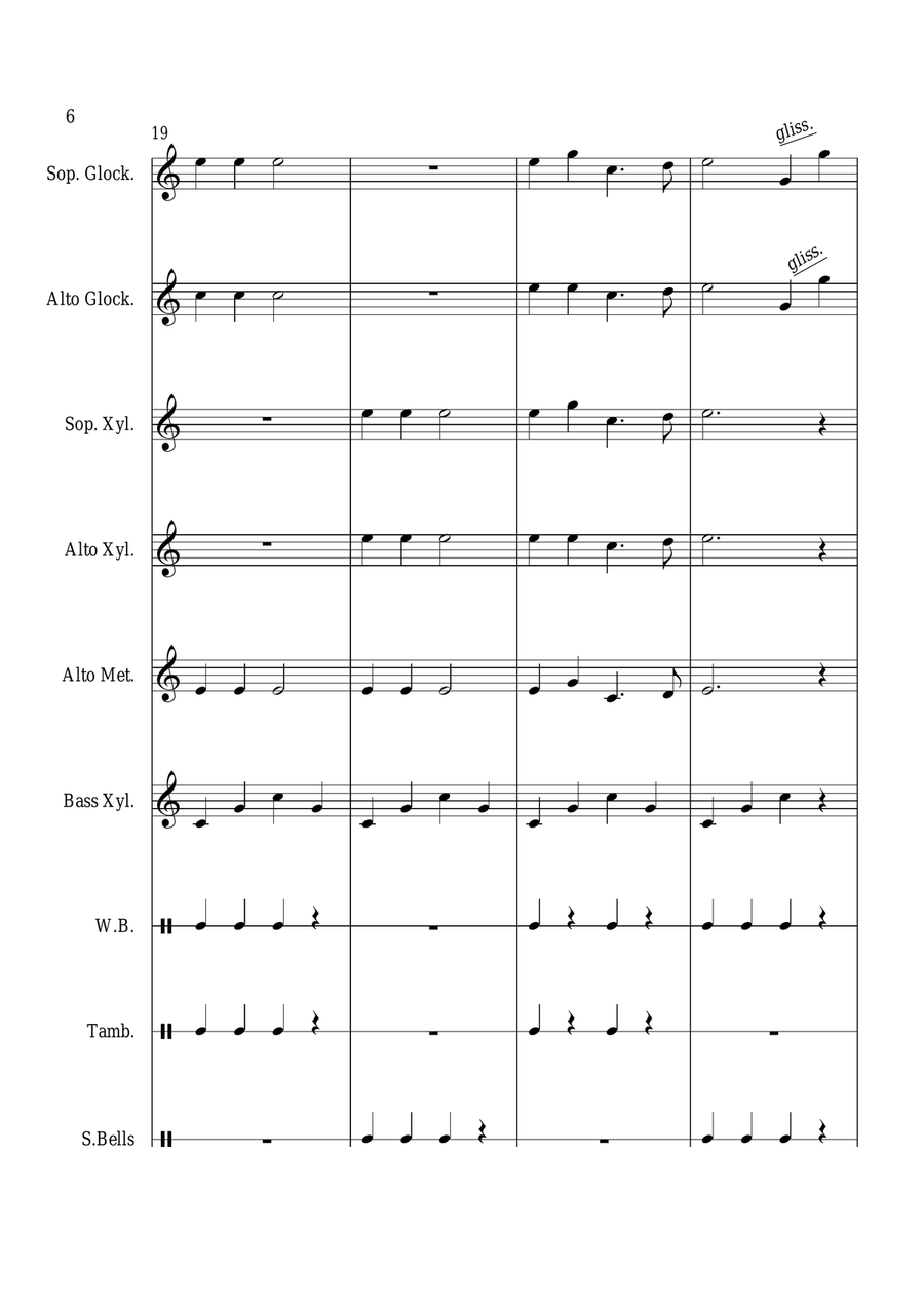 Jingle Bells - For Orff Ensemble Percussion Ensemble scores gallery preview page 6