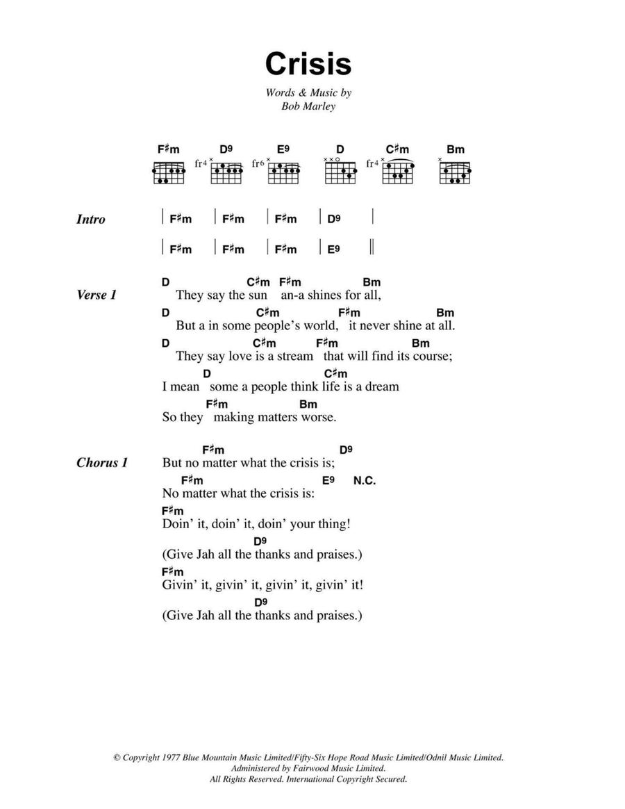 Crisis Easy Guitar scores gallery preview page 1