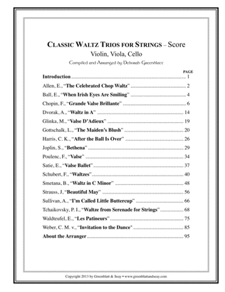 Classic Waltz Trios for Strings - Score - Violin, Viola, Cello (1 book)
