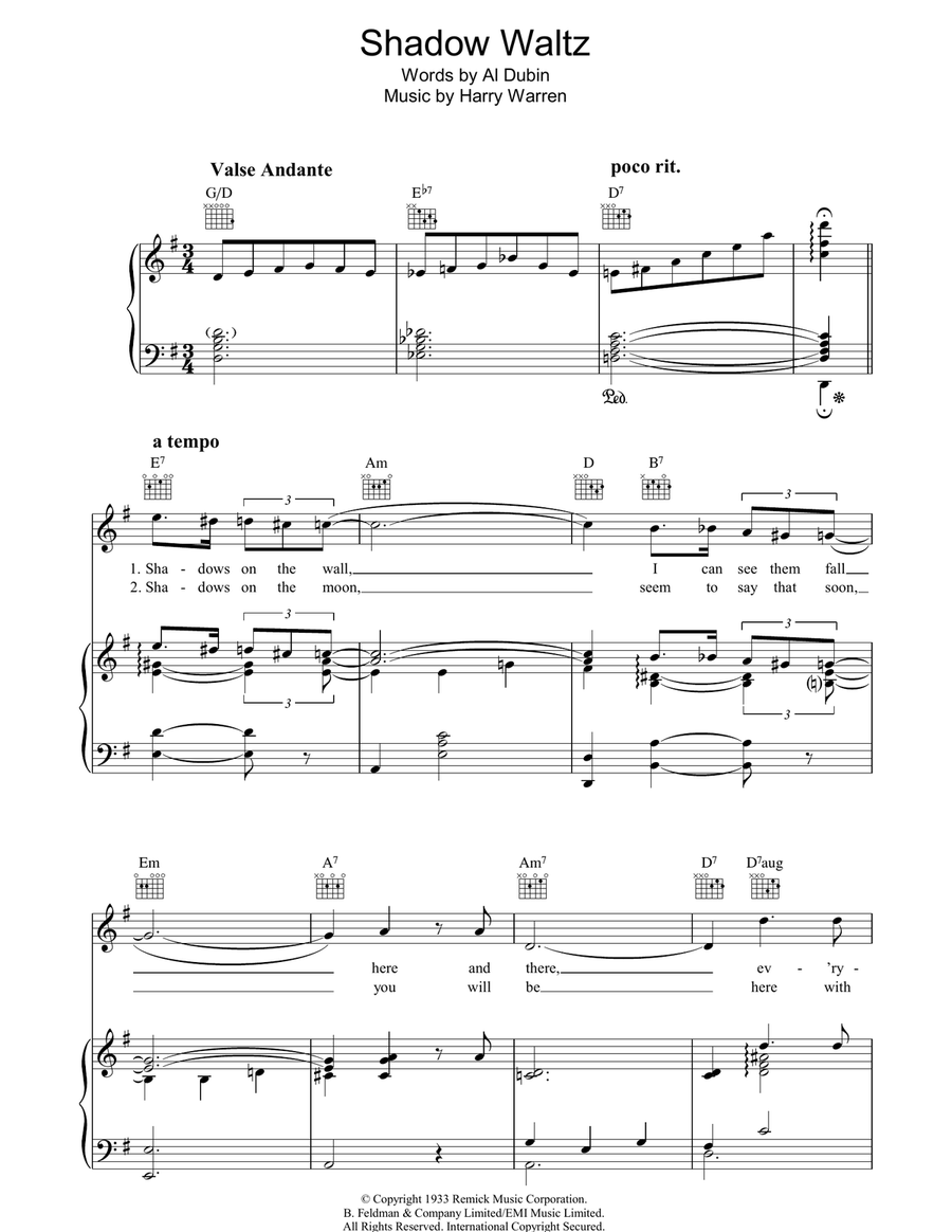 Shadow Waltz Shadow Waltz Piano, Vocal, Guitar scores gallery preview page 1