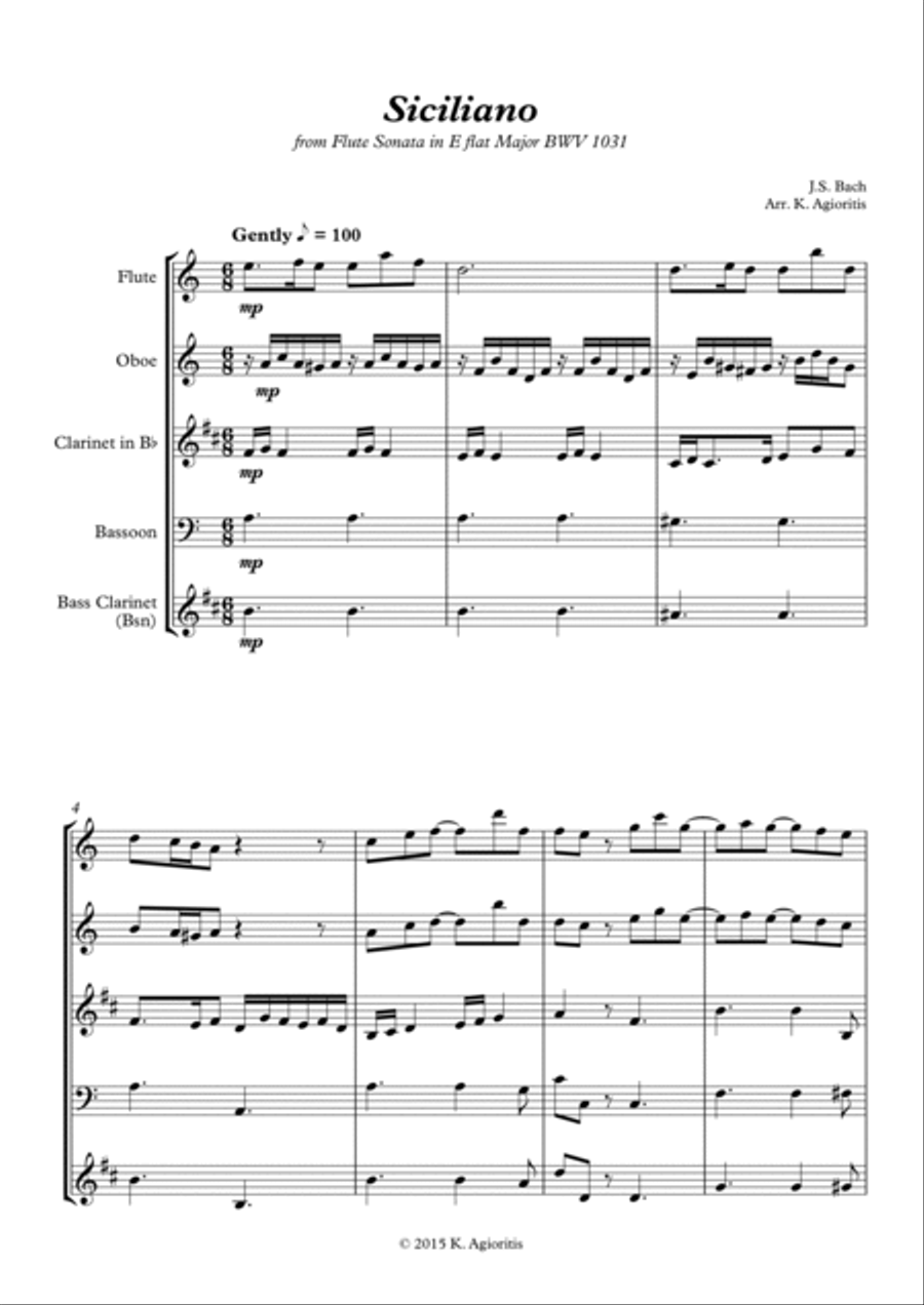 Siciliano - for Woodwind Quartet Woodwind Quartet scores gallery preview page 5