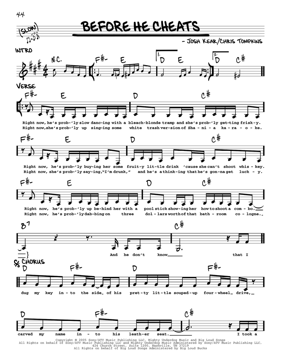 Before He Cheats Voice scores gallery preview page 1