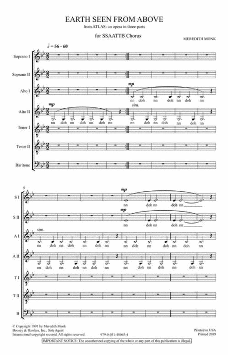 Earth Seen from Above from Atlas: an opera in three parts Divisi scores gallery preview page 4