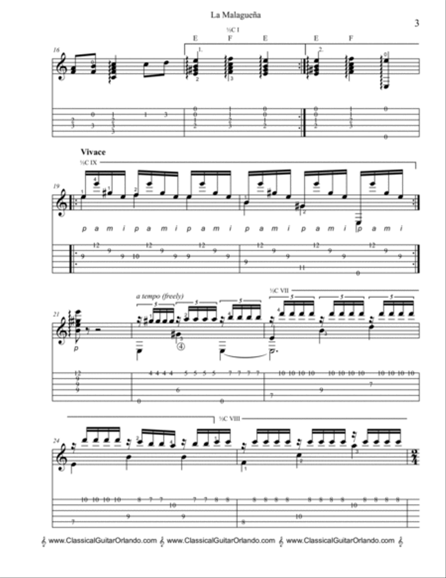 Malaguena Guitar scores gallery preview page 4