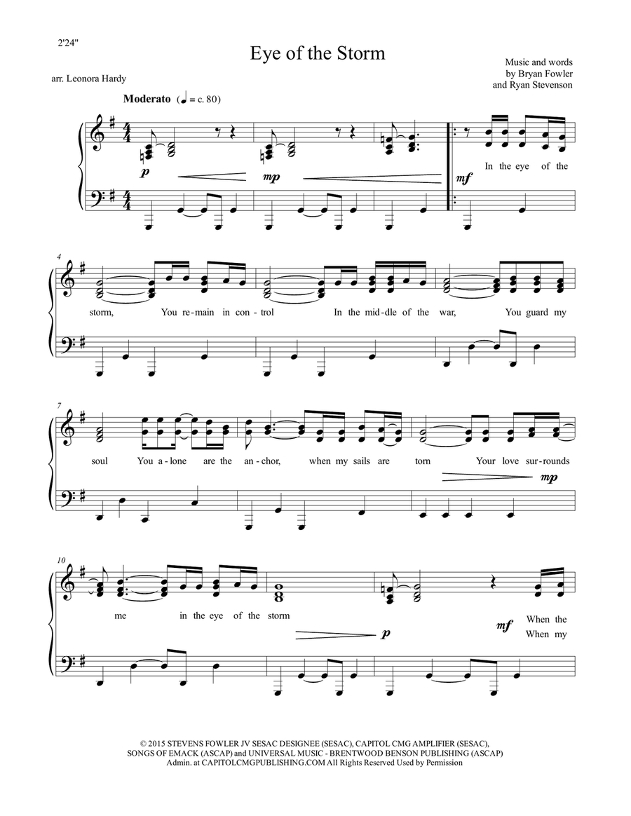 Eye Of The Storm Piano, Vocal scores gallery preview page 1
